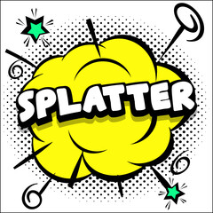 Pop art comic book explosion with bold colors and dynamic burst