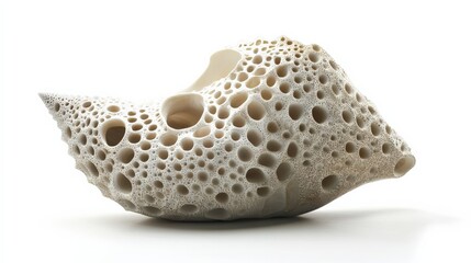 A unique shell with intricate textures, isolated on white,
