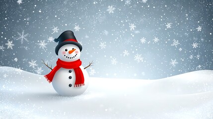 Fototapeta premium Smiling snowman in winter wonderland