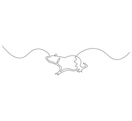 Obraz premium Mouse animal outline drawing illustration. Continuous line draw rodent animal vector.