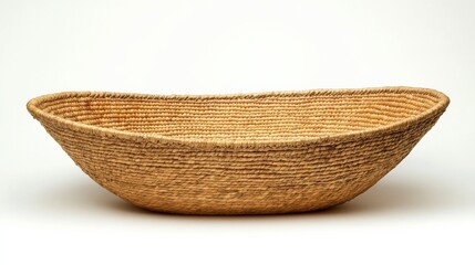 Fototapeta premium A woven basket with intricate details, isolated sharply on white,