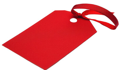 Red Tag Label with Ribbon