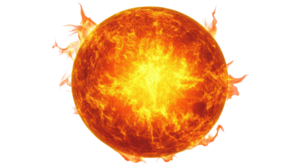 burning sun on white background