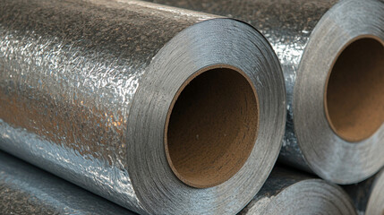 Close-up of Metallic Foil Rolls