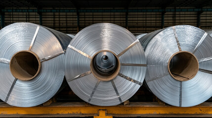 Industrial Metal Coils in Warehouse