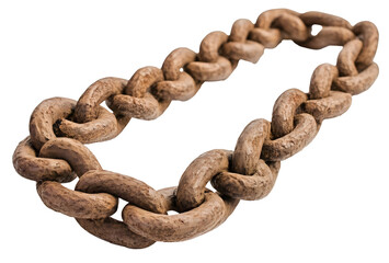 Obraz premium old rusty metal chain curved isolated png transparent background