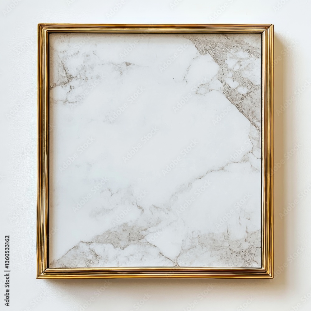 Poster elegant gold frame with marble pattern fill, perfect for art display and home decor presentation.