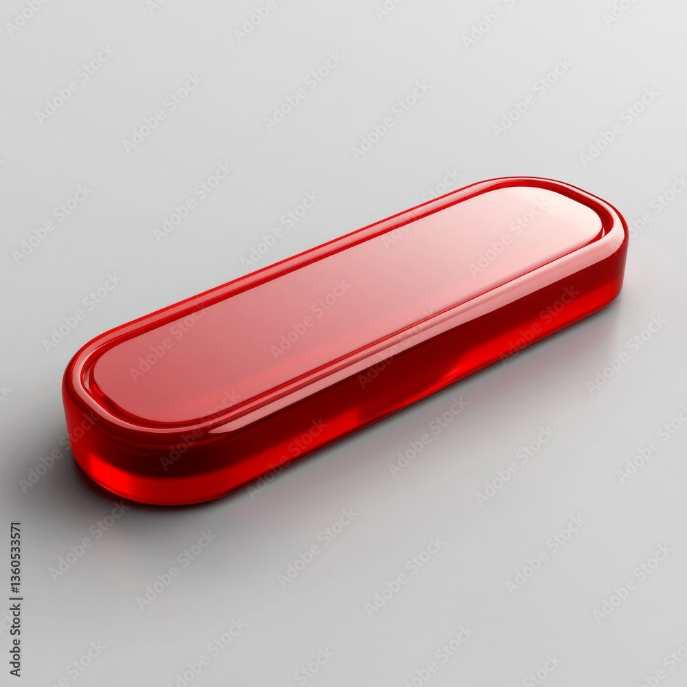 Leinwandbilder sleek red bar: a glossy and modern abstract design with reflections and shadows on a light gray surf