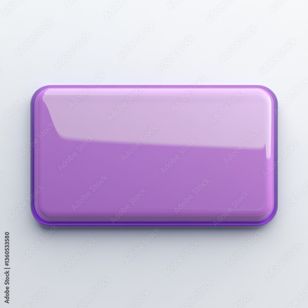Poster sleek purple rectangular platform: modern design with rounded edges and reflective surface on a clea