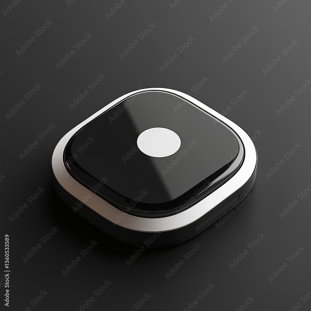 Aufkleber sleek black and white rounded square device on dark gray background: minimalist tech product present