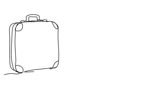 Suitcase. One line drawing animation with alpha channel.