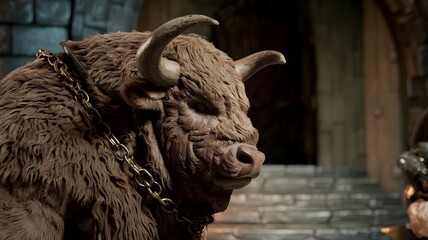 Minotaur Among Ancient Ruins