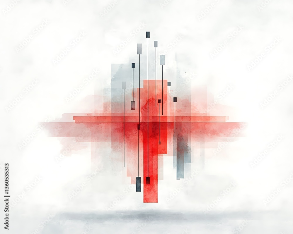Poster abstract cityscape reflected in a hazy atmosphere