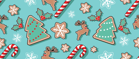 Christmas Seamless Pattern. Huge Christmas and New year Holiday Repeatable Pattern. Decorative Elements Texture for Wallpaper, Gift Wrapping paper, Card or Banner Template or Fabric Textile Prints.