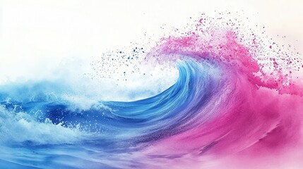 Fototapeta premium Abstract watercolor big wave, fresh and vibrant summer theme with fluid textures.