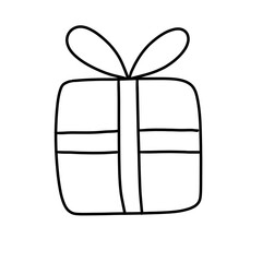 A simple wrapped gift box with a tied ribbon on top, symbolizing presents, celebrations, and special occasions.