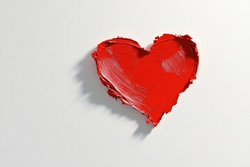 Contemporary Heart Art Expressive Red Brushstroke on Minimalist Canvas - Romantic Design Asset for Valentines Marketing and Authentic Connection Content