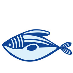 Boho simple linocut style tribal fish