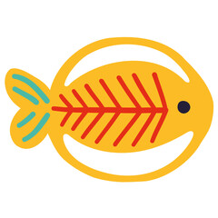 Boho simple linocut style tribal fish