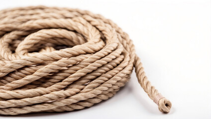 Obraz premium Coil Rope Isolated on a White Background: Perfect for Crafts and Projects