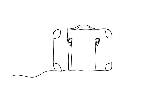 Suitcase. One line drawing animation with alpha channel.