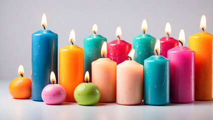 Colorful Candles Isolated on a White Background: Brighten Up Your Space