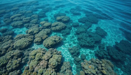 Fototapeta premium Lush Underwater Coral Reef in Crystal Clear Tropical Waters