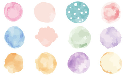 Watercolor Pastel Round Shapes Bundle: Hand-Painted Circles and Stains for Graphic Design