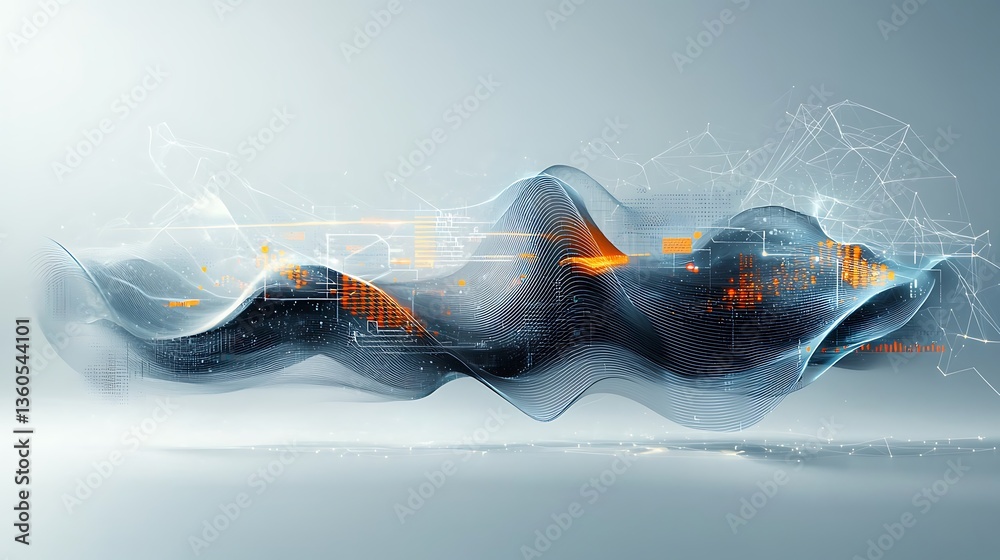 Poster Abstract digital wave form with data visualization