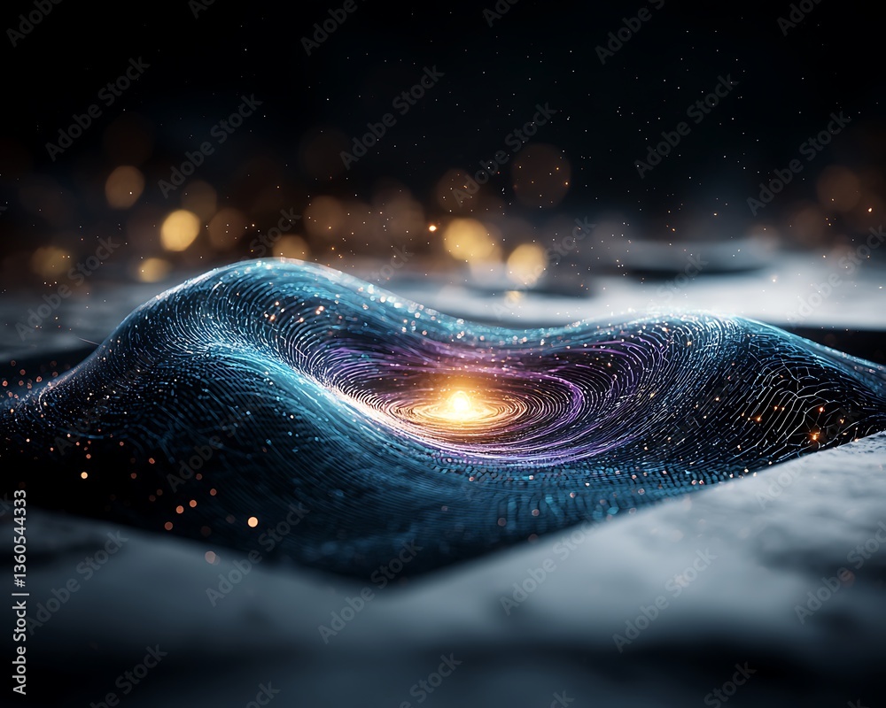 Aufkleber Abstract digital wave pattern with glowing center