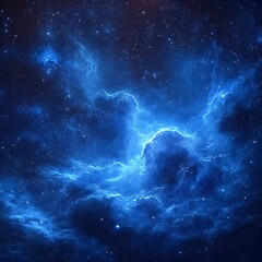 Obraz premium Cosmic Nebula with Blue Space Clouds.