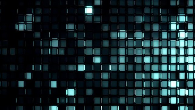 A rotating grid of small squares appearing and disappearing