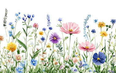 PNG Beautiful wild flower meadow flowers illustration watercolor.