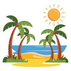 tropical island with palm trees