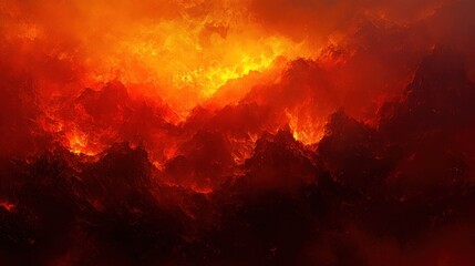 Fototapeta premium Fiery Mountain Range Burning