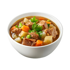 Bowl of Beef and Vegetable Soup Isolated on Transparent Background