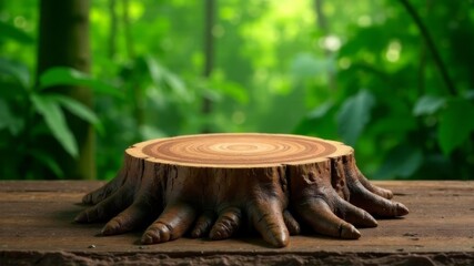 close-up of a cut tree stump