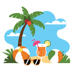 tropical beach with palm tree