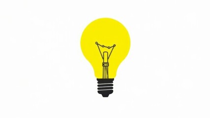 drawn picture outline yellow light bulb on white background