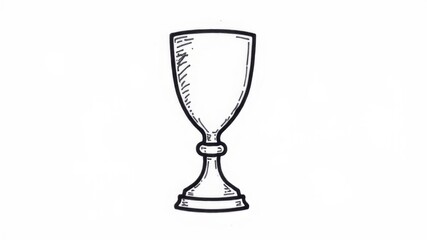drawn picture outline winner cup on white background.