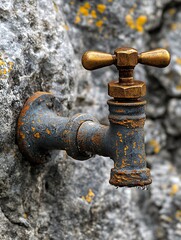 Rusty Outdoor Water Faucet.
