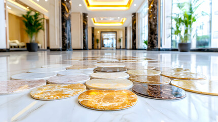 Marble samples in a luxury hotel lobby