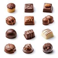 Obraz premium Collection of chocolate pralines isolated on transparent or white background illustration