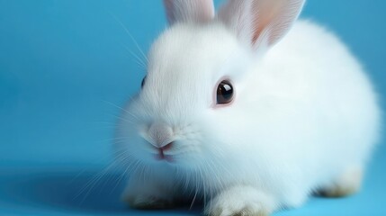 Fototapeta premium Adorable white bunny, close-up