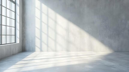 Fototapeta premium Sunlit Concrete Room: Minimalist Interior Design