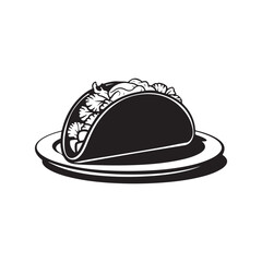  Tacos food silhouette illustration black and white