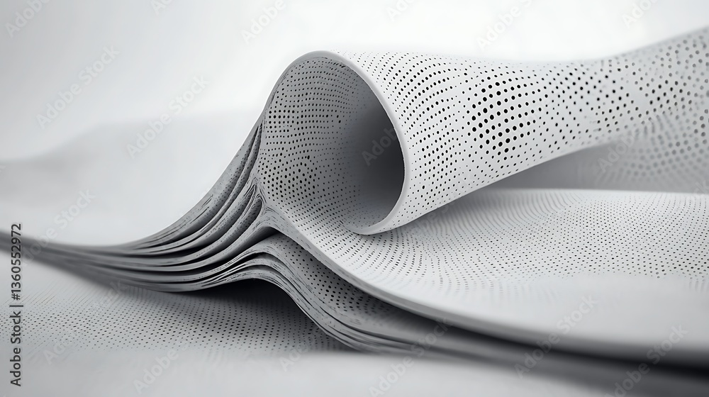 Poster abstract gray perforated layers flowing texture