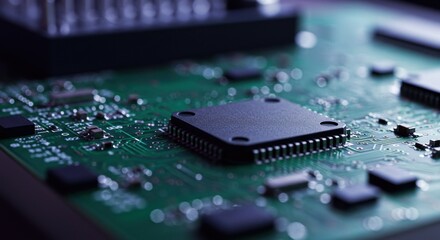 Abstract Bokeh Motherboard: Symbolizing Electronic Engineering