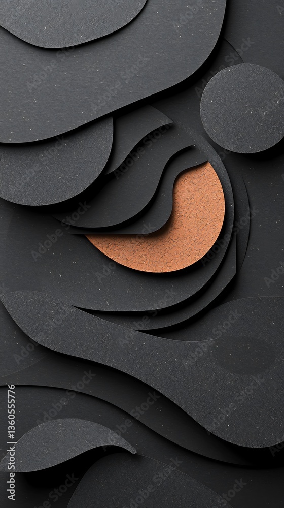 Poster abstract layered design with dark and orange tones