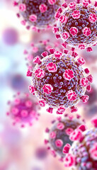 Microscopic view of virus particles in suspension